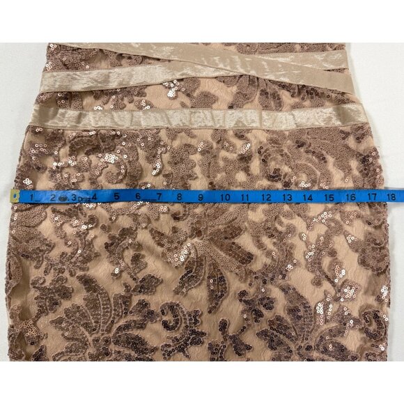 Tadashi Shoji Size 6 Nude Rose Sequin Lace Sheath Dress • Cocktail Formal Glam - Picture 14 of 15